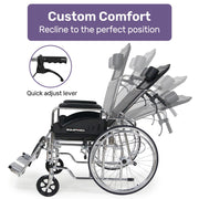 Folding Manual Reclining Wheelchair Self Propelled, 24