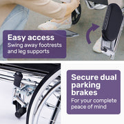 Folding Manual Reclining Wheelchair Self Propelled, 24