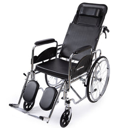 Folding Manual Reclining Wheelchair Self Propelled, 24