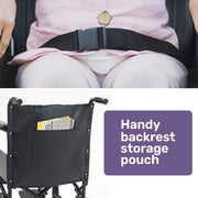 Folding Transit Manual Wheelchair, Attendant Propelled, Steel Frame, Wide Seat, Comfortable for S-XL, 114kg Capacity, Park Brakes, Transport