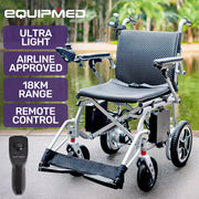 Power Electric Wheelchair, Airline Approved Wheelchair, Extra Lightweight, Long Range, Lithium Batteries, Silver