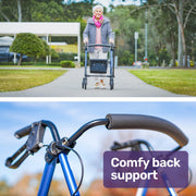 4 Wheel Lightweight Rollator Walker, Aluminium Frame, Seat, Carry Bag, for Seniors, Blue