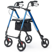 4 Wheel Lightweight Rollator Walker, Aluminium Frame, Seat, Carry Bag, for Seniors, Blue