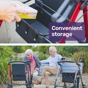 4 Wheel Lightweight Rollator Walker, Aluminium Frame, Seat, Carry Bag, for Seniors, Red