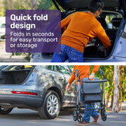 4 Wheel Lightweight Rollator Walker, Aluminium Frame, Seat, Carry Bag, for Seniors, Titanium Style