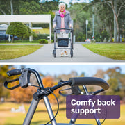 4 Wheel Lightweight Rollator Walker, Aluminium Frame, Seat, Carry Bag, for Seniors, Titanium Style