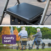 4 Wheel Lightweight Rollator Walker, Aluminium Frame, Seat, Carry Bag, for Seniors, Titanium Style