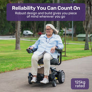 Heavy Duty Electric Wheelchair, Up to 20km Range, Ultra-Comfortable, Great Turning Circle, Safe Stable Non-Slip Anti-Roll Back Power Chair, Blue