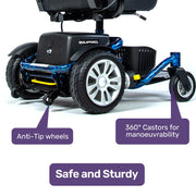 Heavy Duty Electric Wheelchair, Up to 20km Range, Ultra-Comfortable, Great Turning Circle, Safe Stable Non-Slip Anti-Roll Back Power Chair, Blue