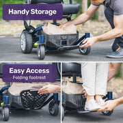 Heavy Duty Electric Wheelchair, Up to 20km Range, Ultra-Comfortable, Great Turning Circle, Safe Stable Non-Slip Anti-Roll Back Power Chair, Blue