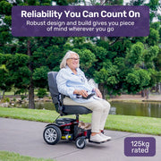 Heavy Duty Electric Wheelchair, Up to 20km Range, Ultra-Comfortable, Great Turning Circle, Safe Stable Non-Slip Anti-Roll Back Power Chair, Red