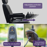 Front Wheel Drive Power Electric Wheelchair, Up to 35km Range, Ultra-Comfortable, Safe Stable Non-Slip Anti-Roll Back Power Assist Chair