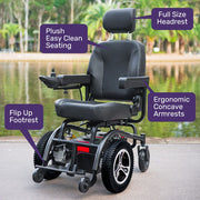 Front Wheel Drive Power Electric Wheelchair, Up to 35km Range, Ultra-Comfortable, Safe Stable Non-Slip Anti-Roll Back Power Assist Chair
