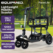 Ultra-Lightweight Folding Electric Mobility Scooter, 19kg with Battery Removed, 120kg Capacity, Long Range, Brushless Motor, Portable