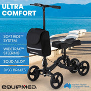 Premium Knee Walker Scooter, WideTrak steering, Suspension, Disc Brakes, Black