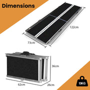 122cm Portable Folding Aluminium Access Ramp, Black Ultra-Grip, for Wheelchair, Mobility Scooter