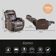 FORTIA Electric Massage Recliner Lift Heat Chair for Elderly Aged Care, Dark Crimson