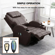 FORTIA Electric Massage Recliner Lift Heat Chair for Elderly Aged Care, Dark Crimson